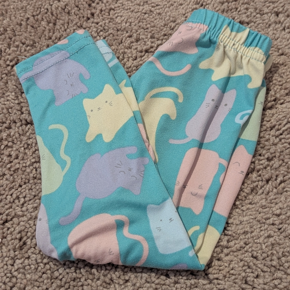 Dot Dot Smile Kids Leggings - Multicolor Cat Print